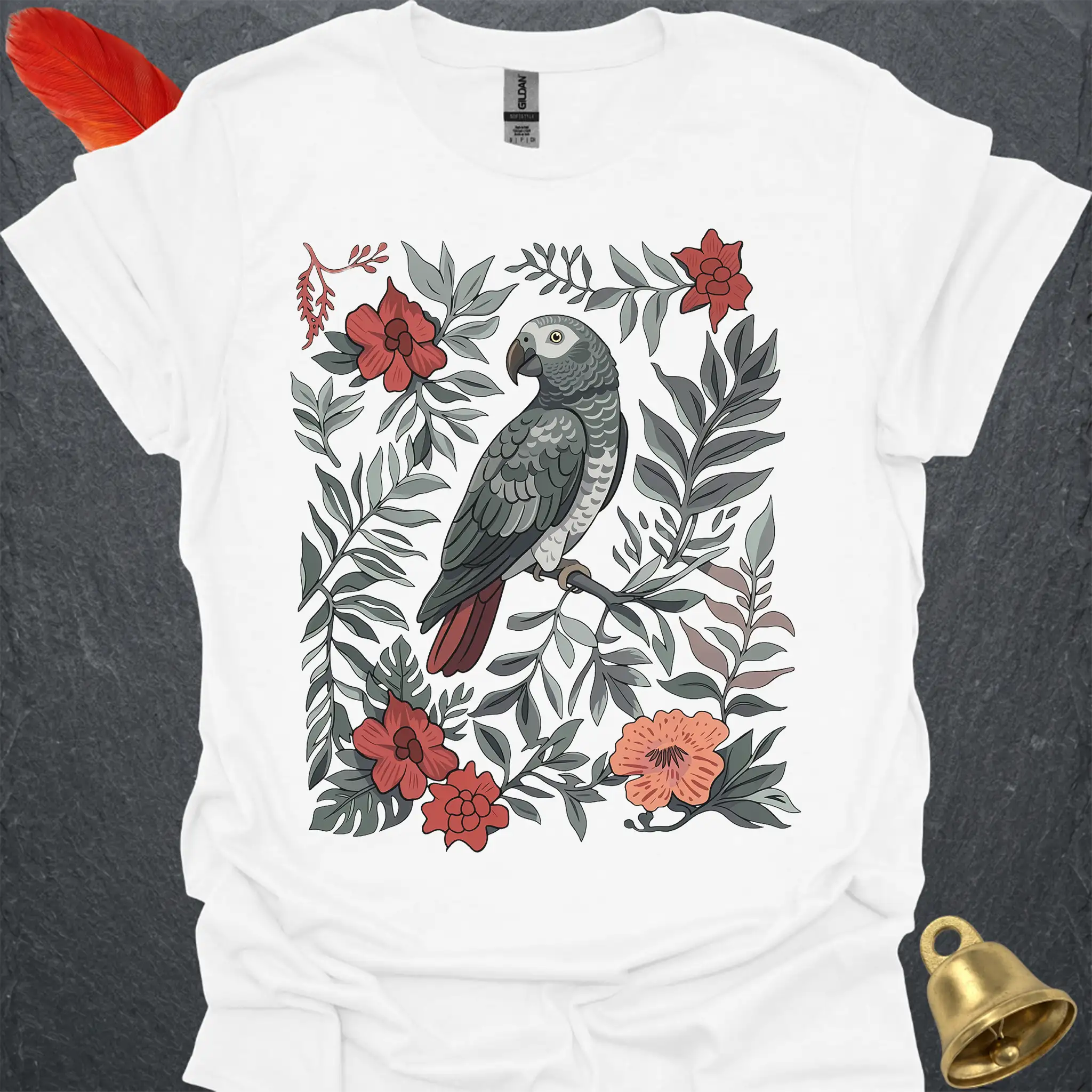 Timneh African Grey Boho Flower T-Shirt