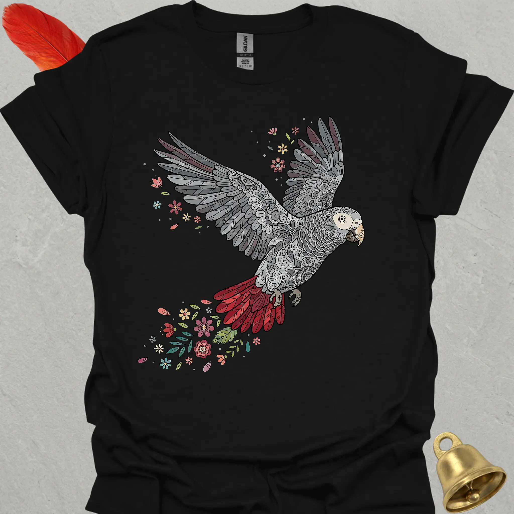 Timneh African Grey Flying Flower T-Shirt