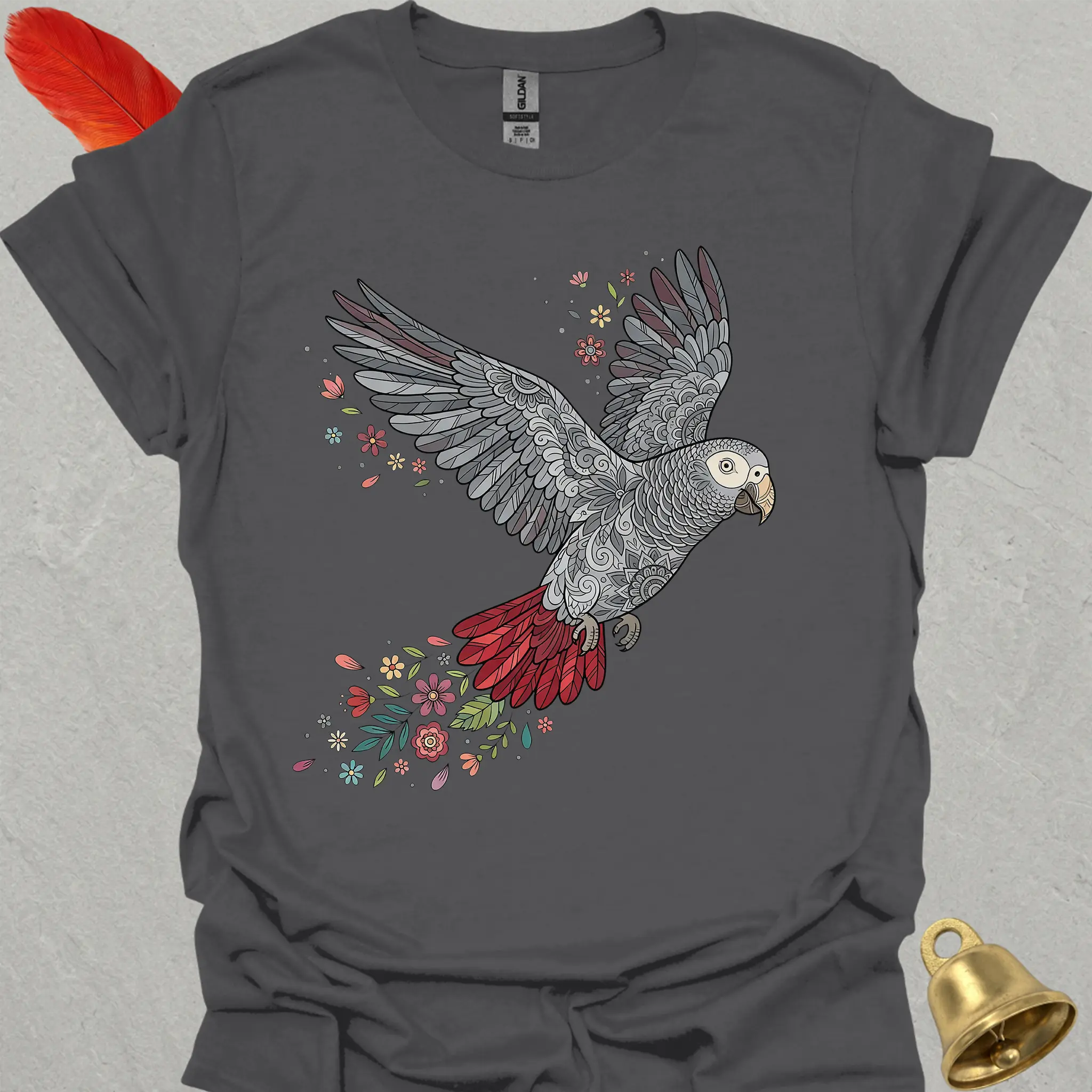 Timneh African Grey Flying Flower T-Shirt