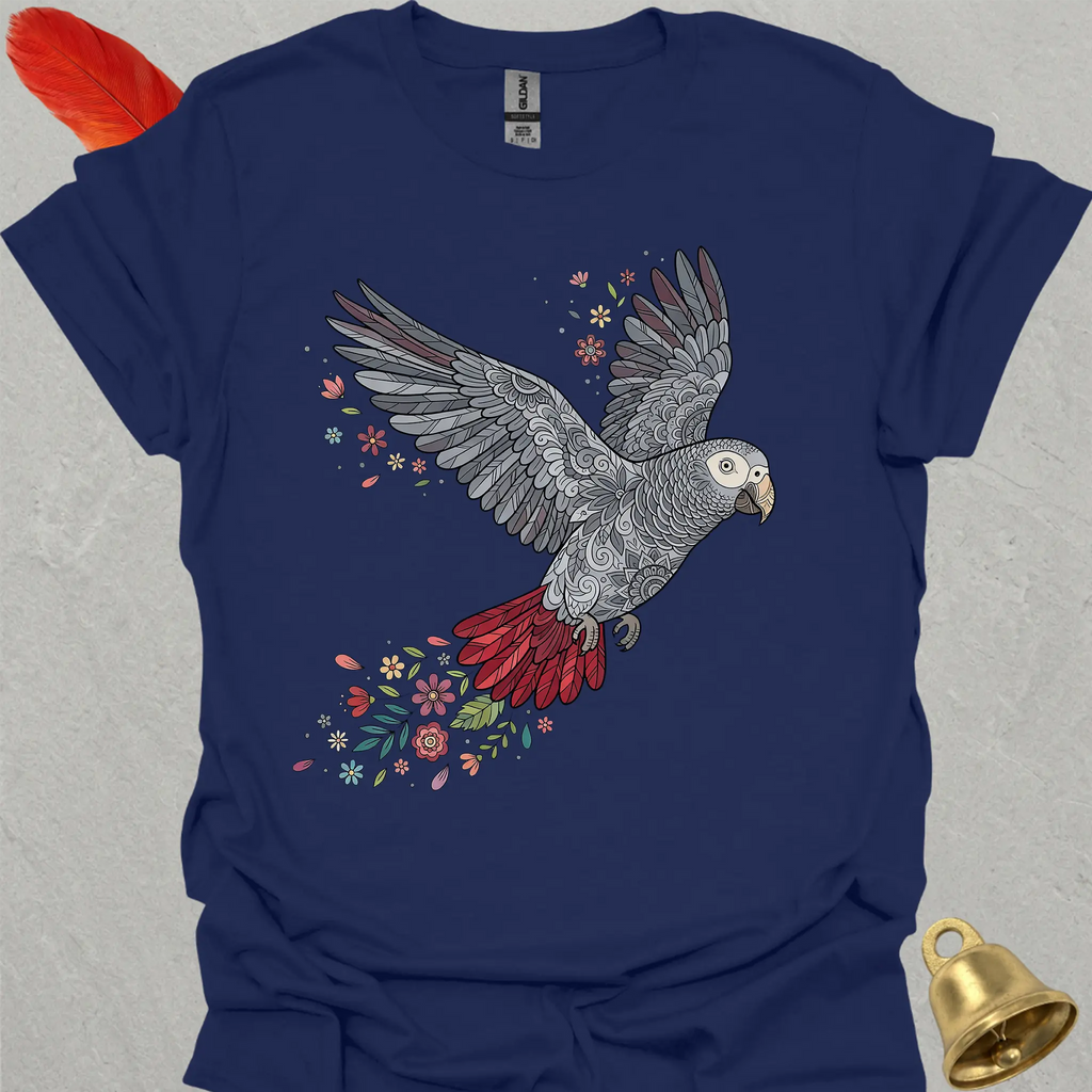 Timneh African Grey Flying Flower T-Shirt