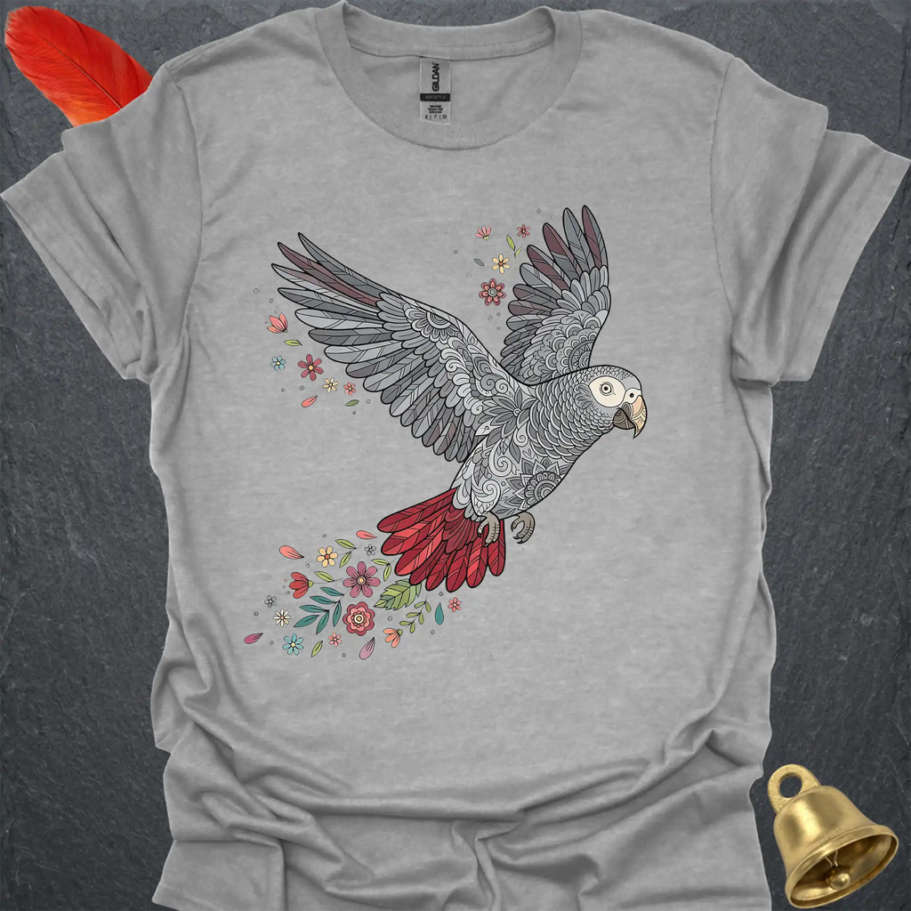 Timneh African Grey Flying Flower T-Shirt
