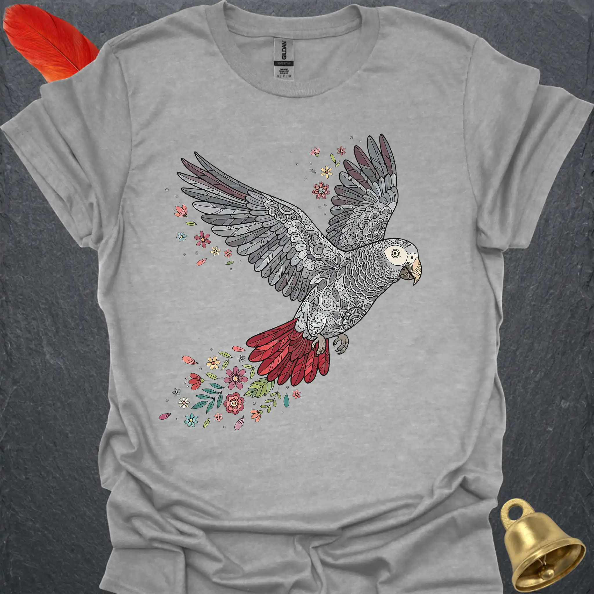 Timneh African Grey Flying Flower T-Shirt