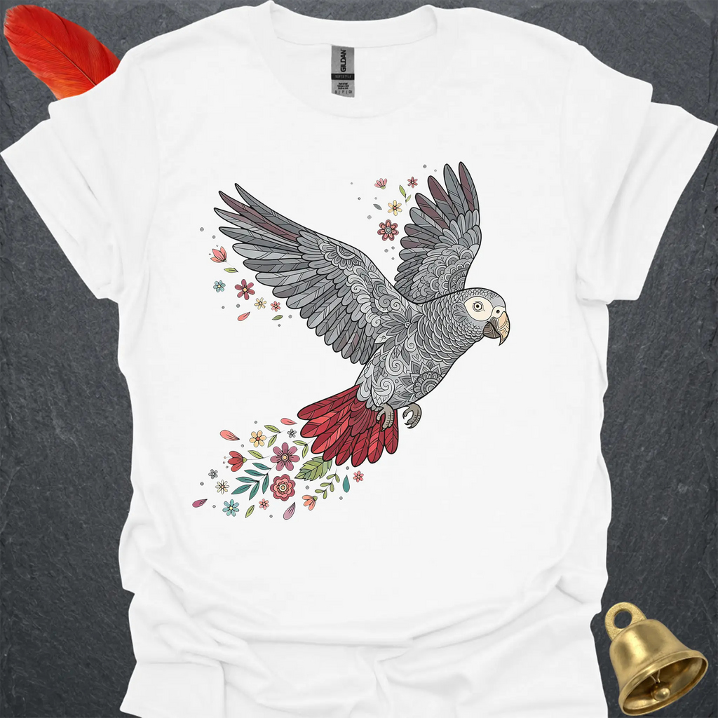 Timneh African Grey Flying Flower T-Shirt
