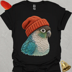 Turquoise Green Cheek Conure Beanie T-Shirt