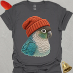 Turquoise Green Cheek Conure Beanie T-Shirt