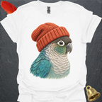 Turquoise Green Cheek Conure Beanie T-Shirt
