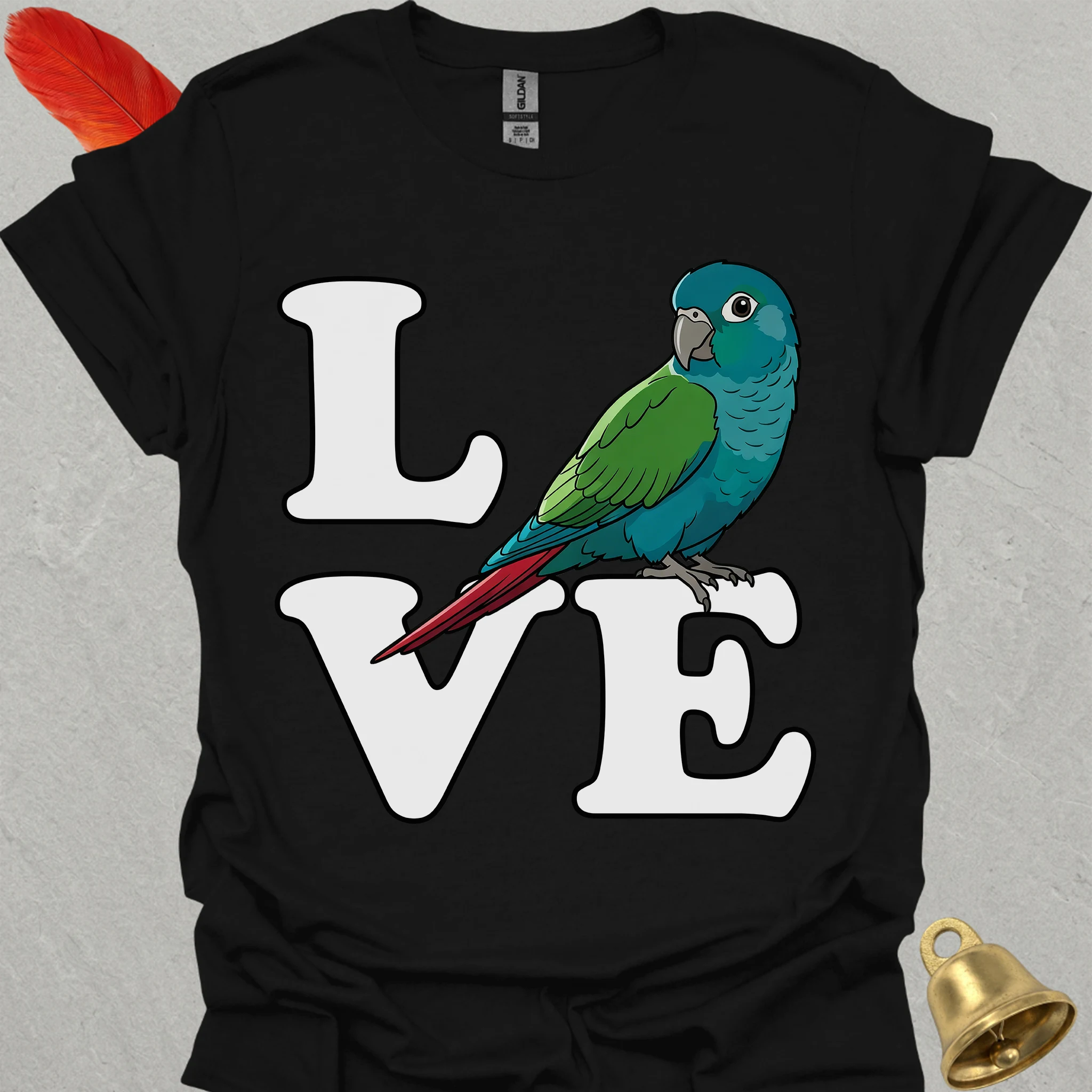 Turquoise Green Cheek Conure Bird Love T-Shirt