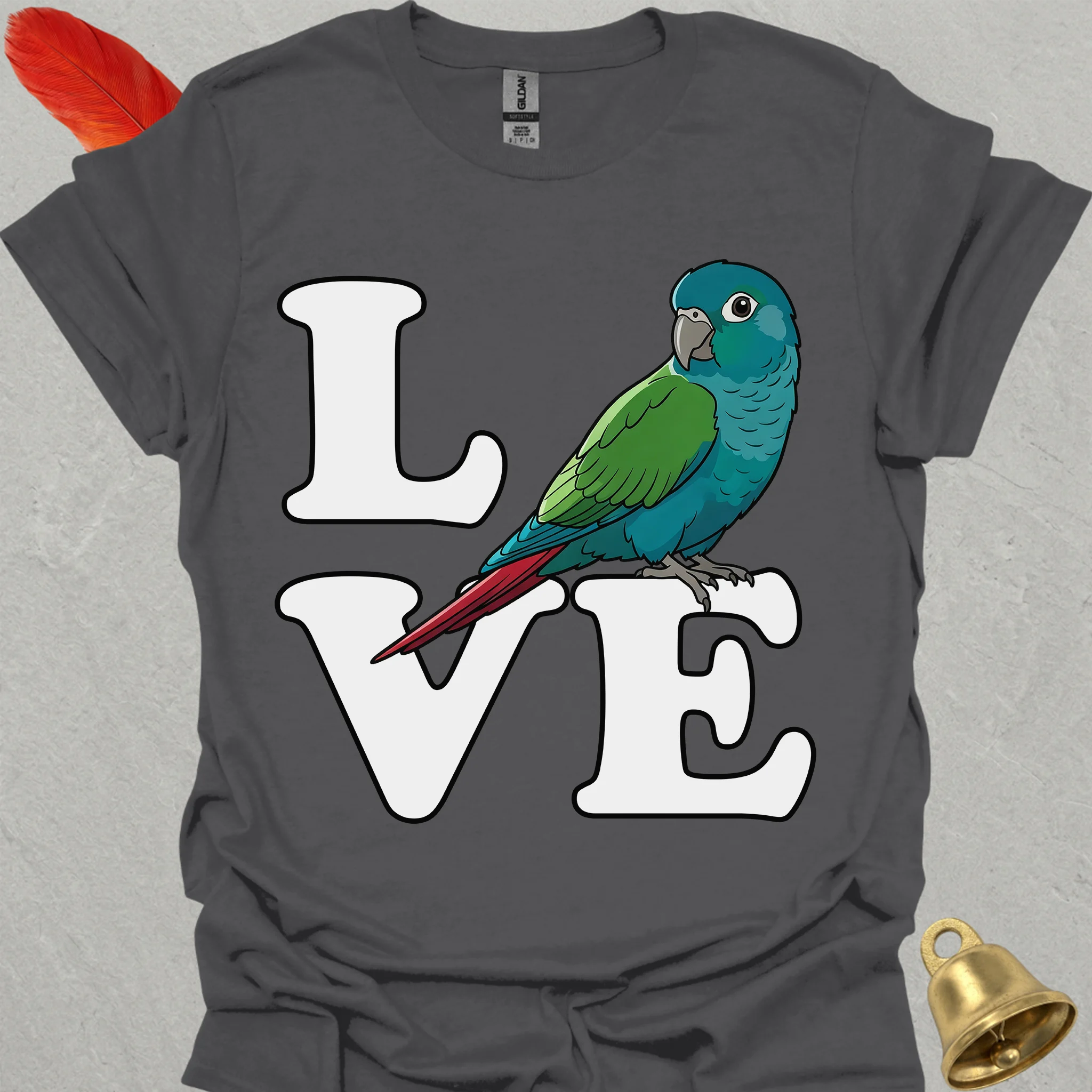 Turquoise Green Cheek Conure Bird Love T-Shirt