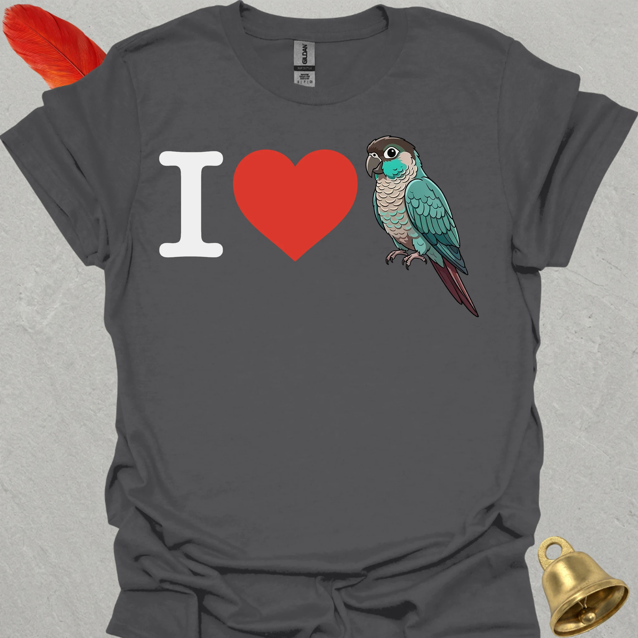 I Love Turquoise Green Cheek Conure T-Shirt