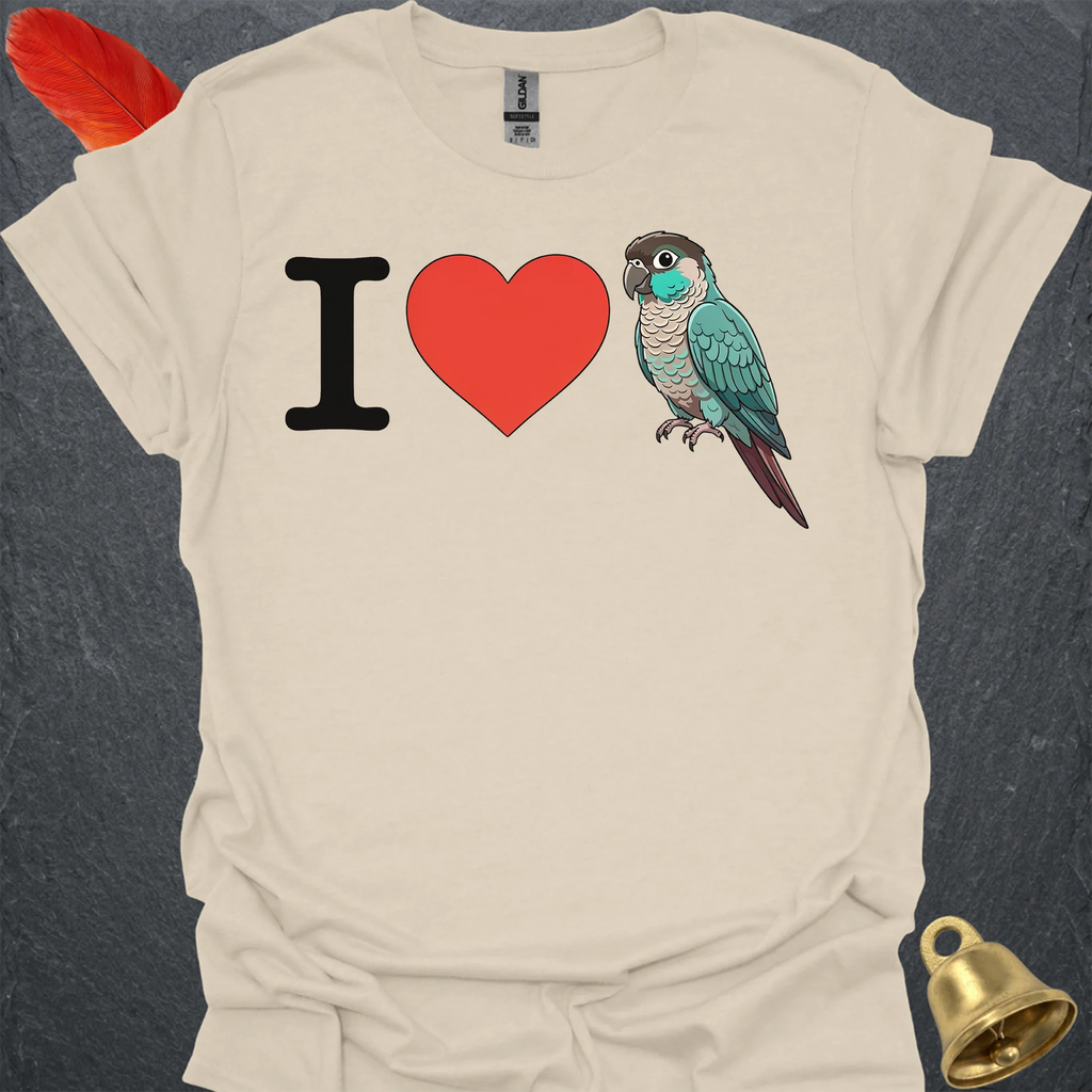 I Love Turquoise Green Cheek Conure T-Shirt