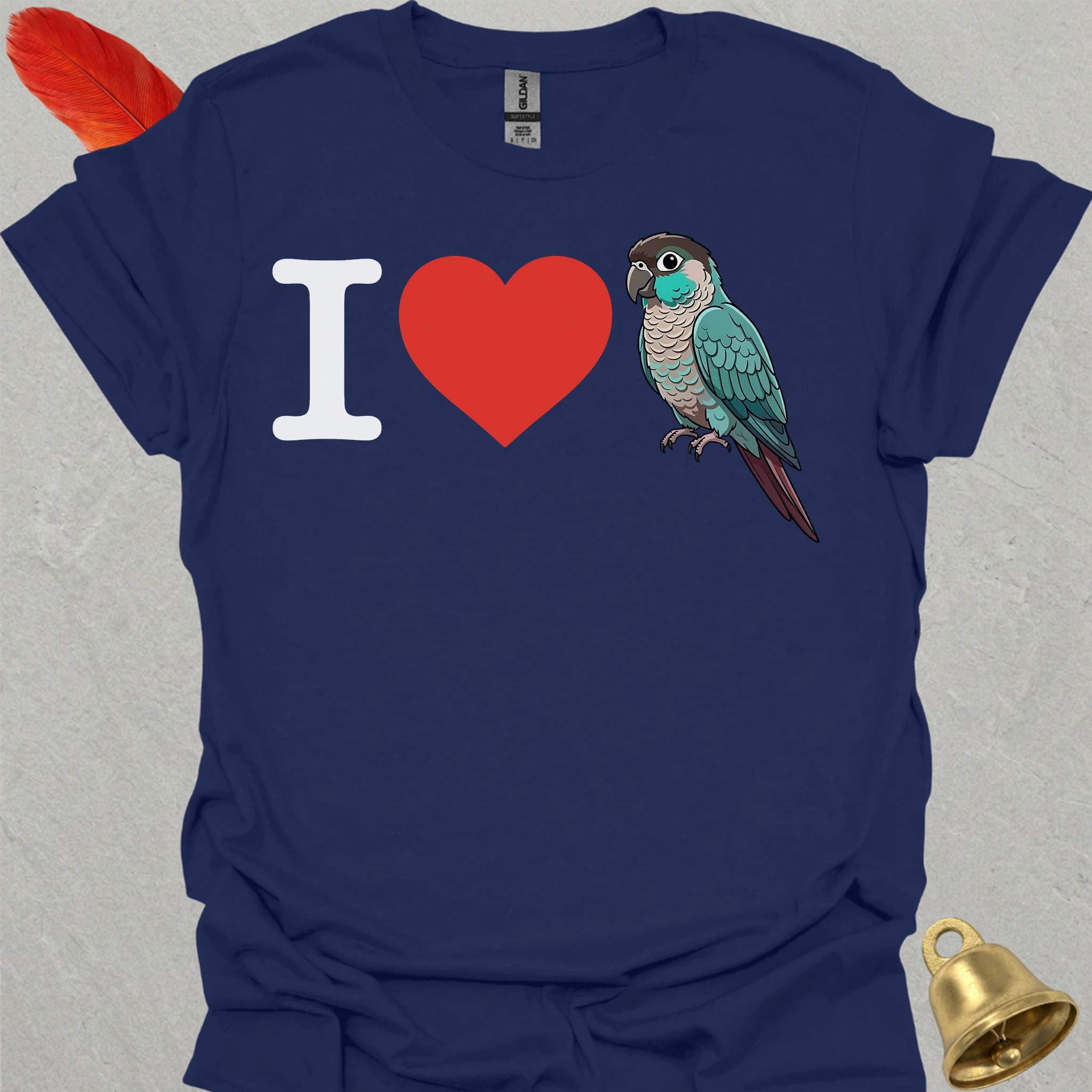 I Love Turquoise Green Cheek Conure T-Shirt