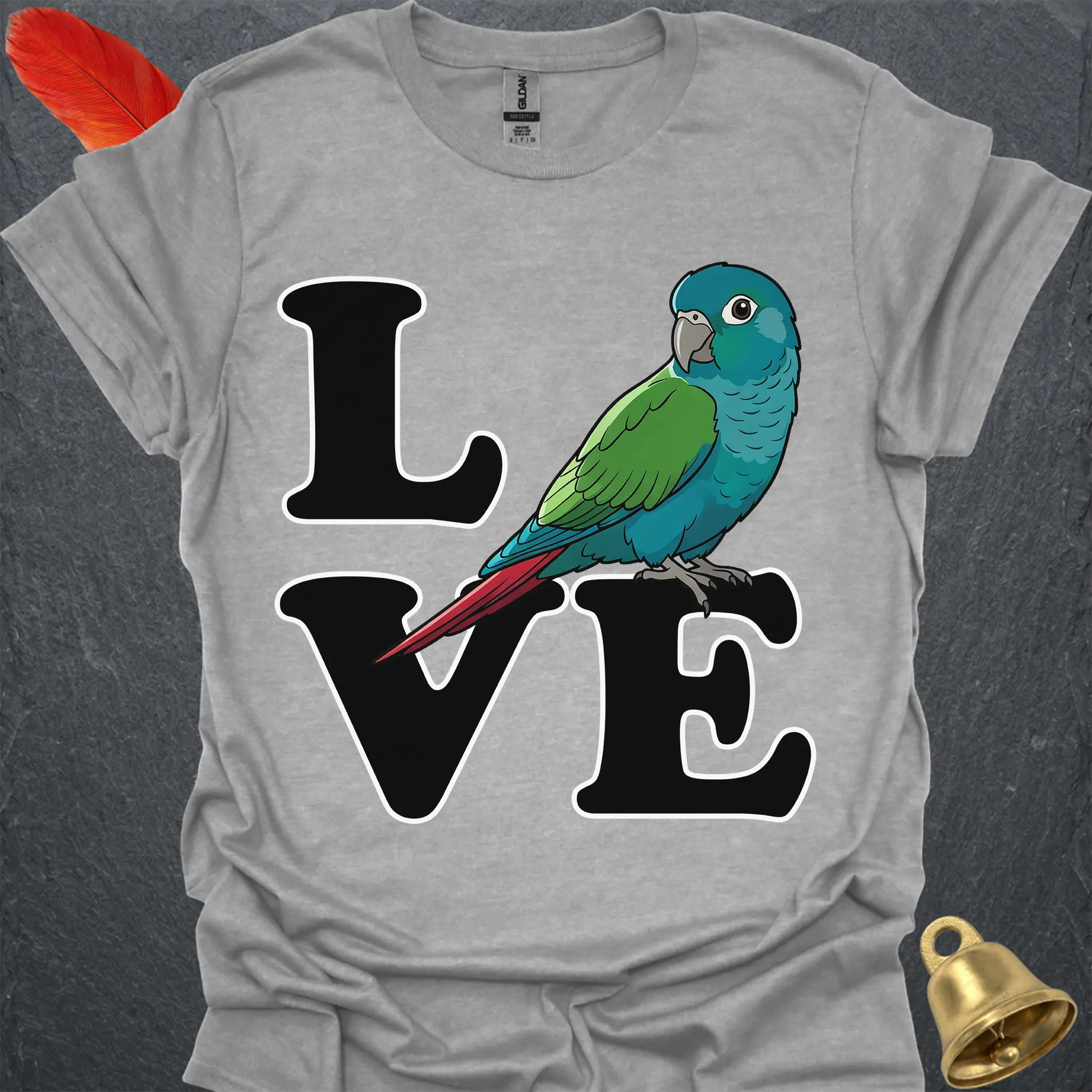 Turquoise Green Cheek Conure Bird Love T-Shirt