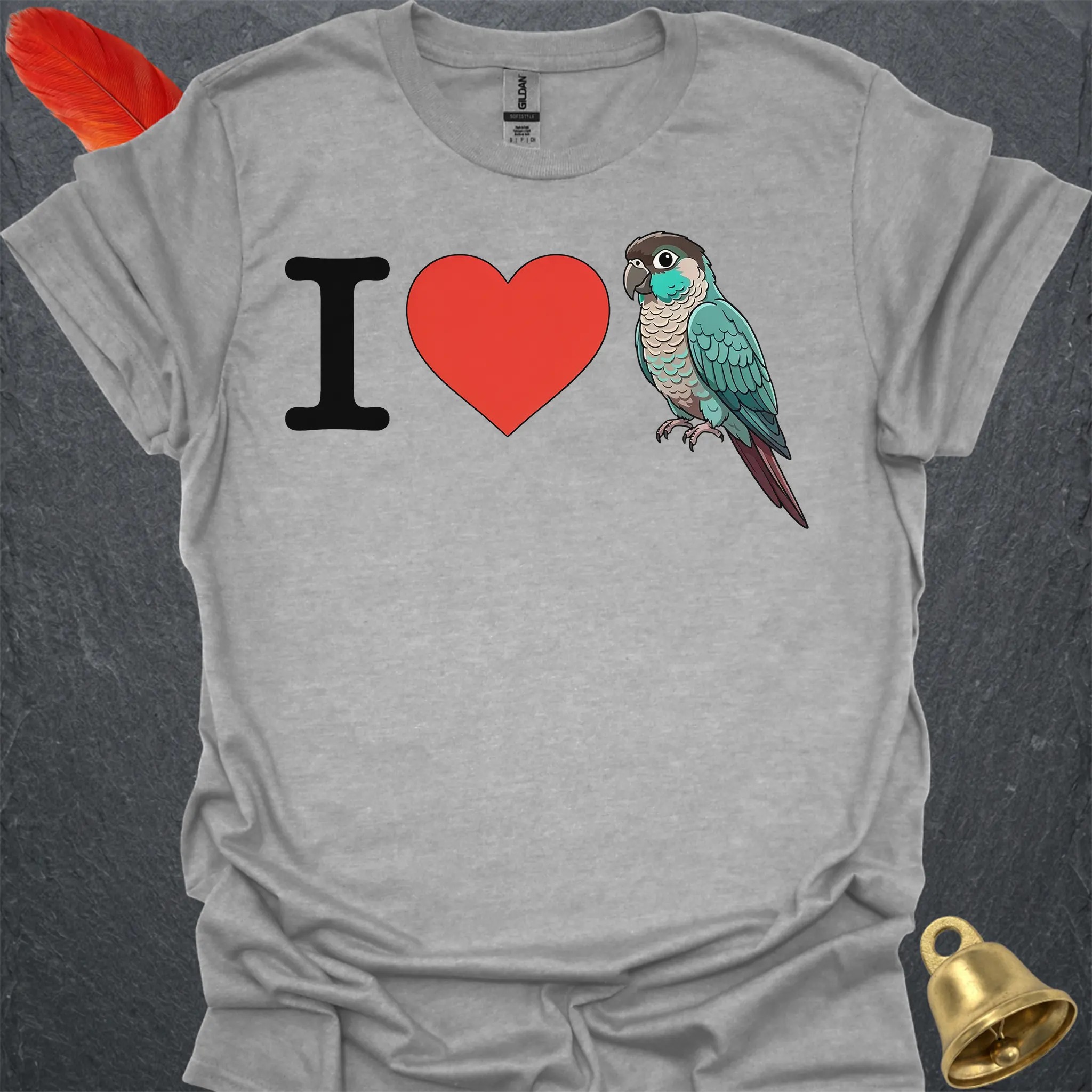I Love Turquoise Green Cheek Conure T-Shirt