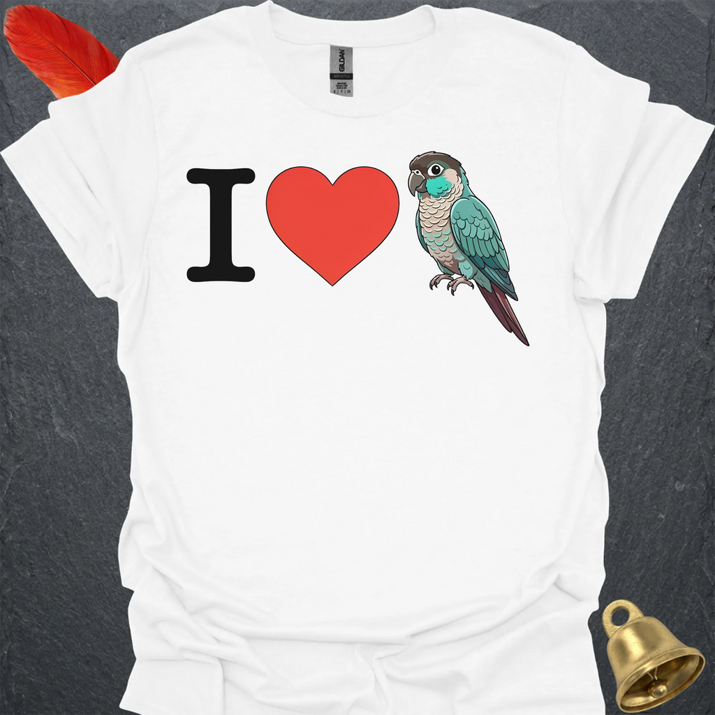 I Love Turquoise Green Cheek Conure T-Shirt