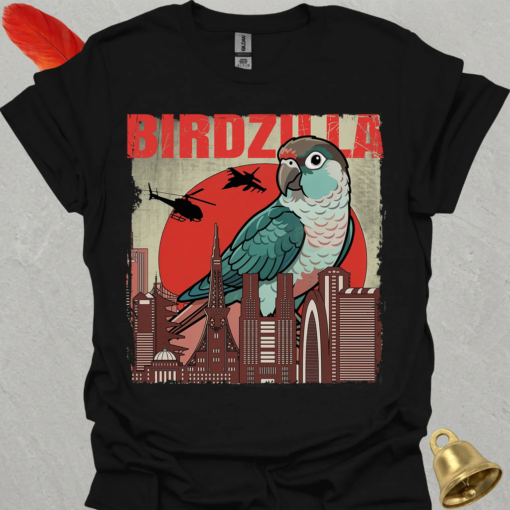 Turquoise Green Cheek Conure Birdzilla T-Shirt