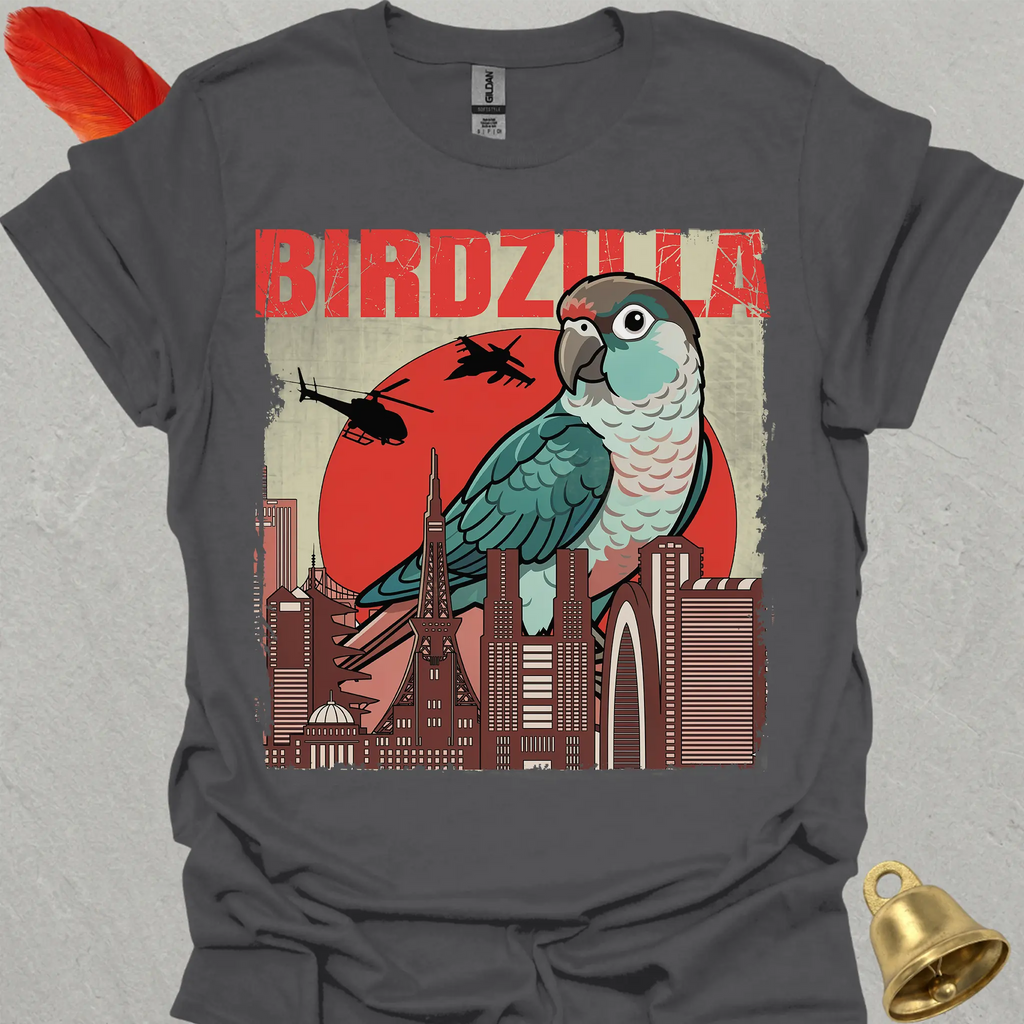 Turquoise Green Cheek Conure Birdzilla T-Shirt