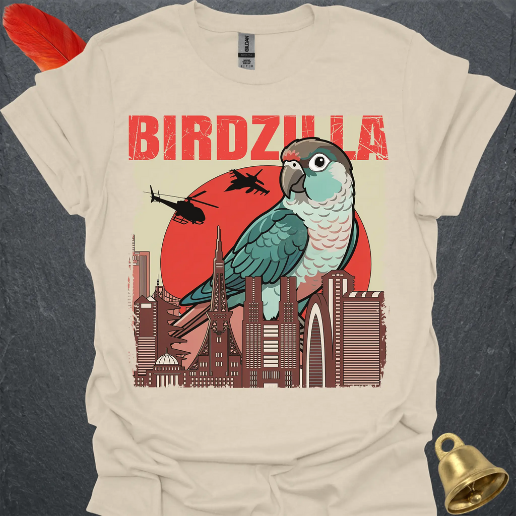Turquoise Green Cheek Conure Birdzilla T-Shirt