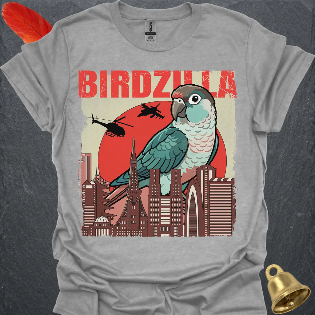 Turquoise Green Cheek Conure Birdzilla T-Shirt
