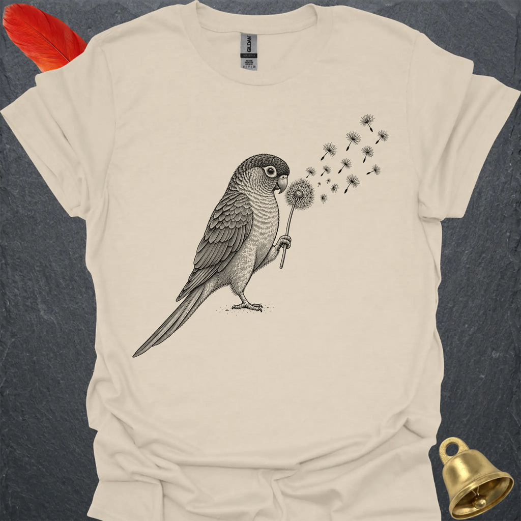 Turquoise Green Cheek Conure Blowing Wishes T-Shirt