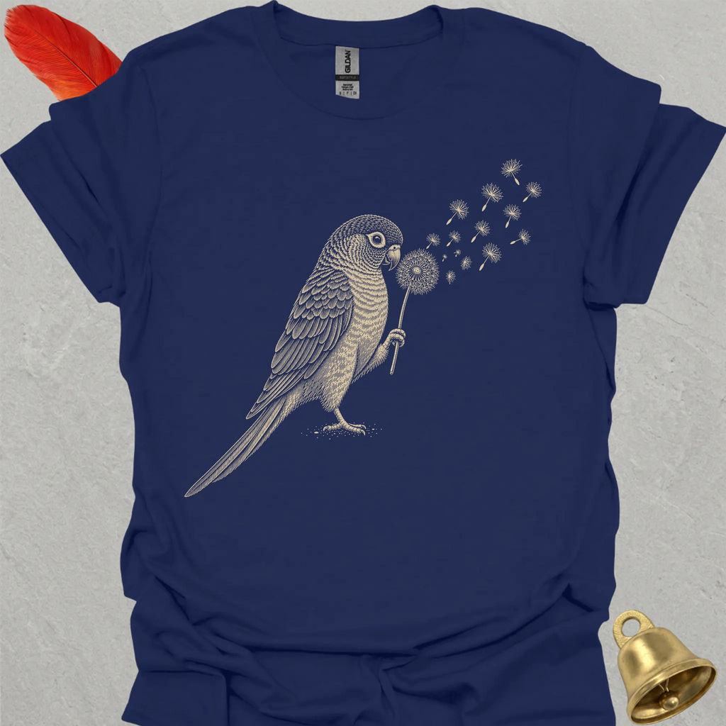 Turquoise Green Cheek Conure Blowing Wishes T-Shirt