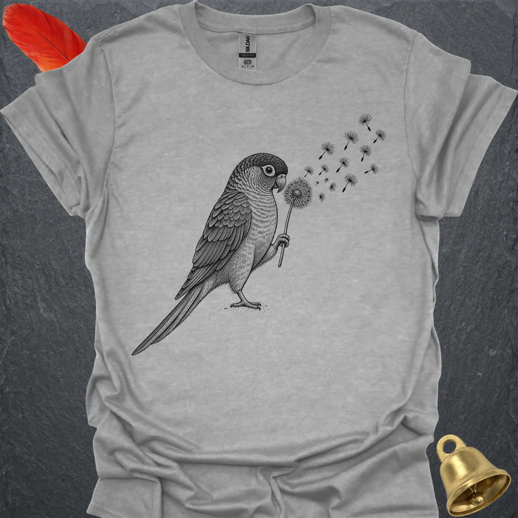 Turquoise Green Cheek Conure Blowing Wishes T-Shirt