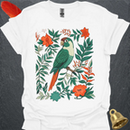 Turquoise Green Cheek Conure Boho Flower T-Shirt