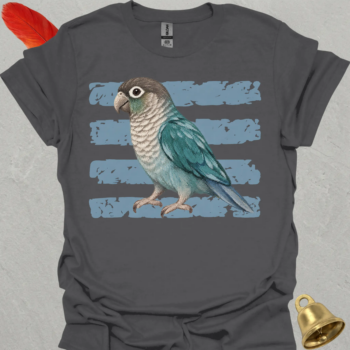 Turquoise Green Cheek Conure Brush T-Shirt