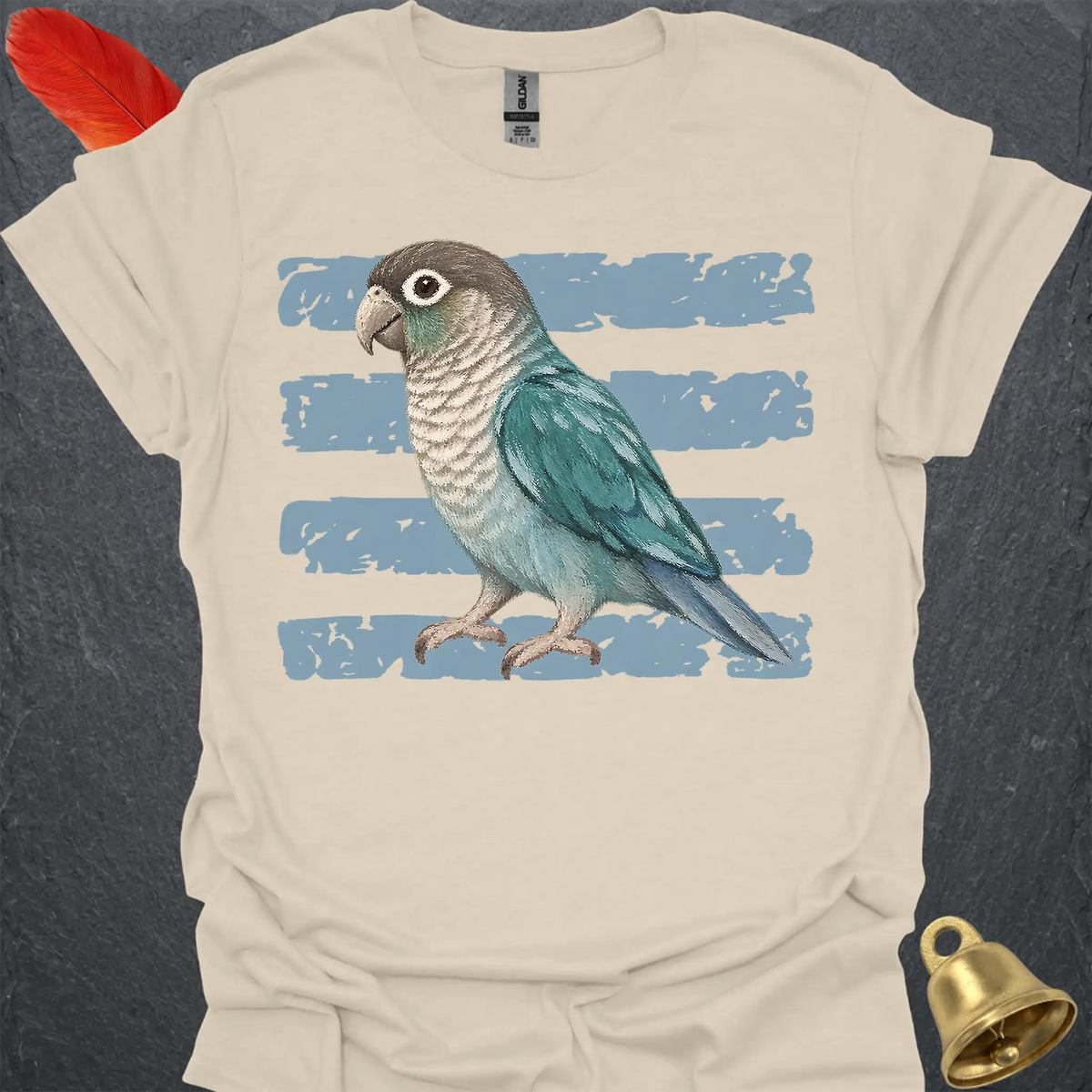 Turquoise Green Cheek Conure Brush T-Shirt