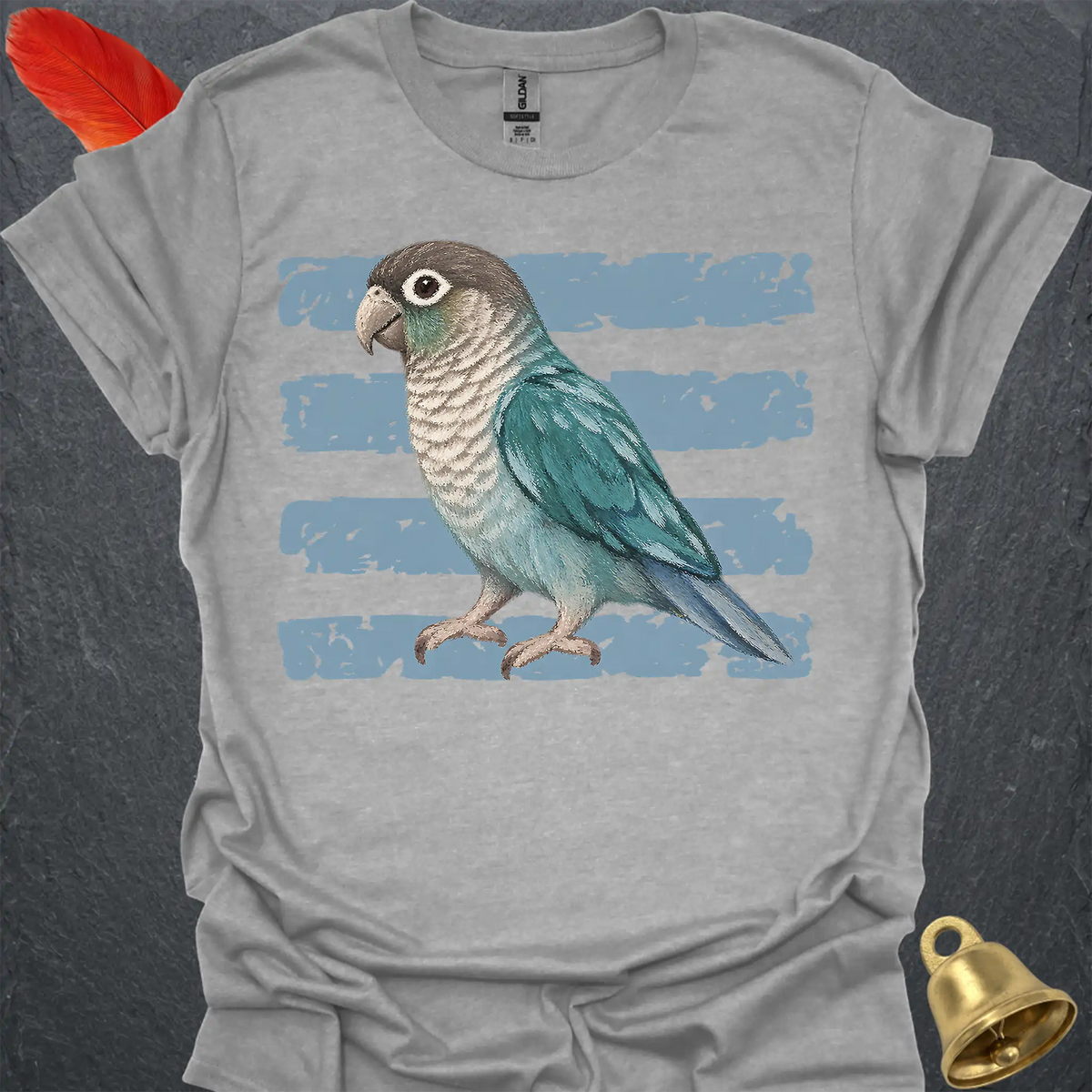 Turquoise Green Cheek Conure Brush T-Shirt