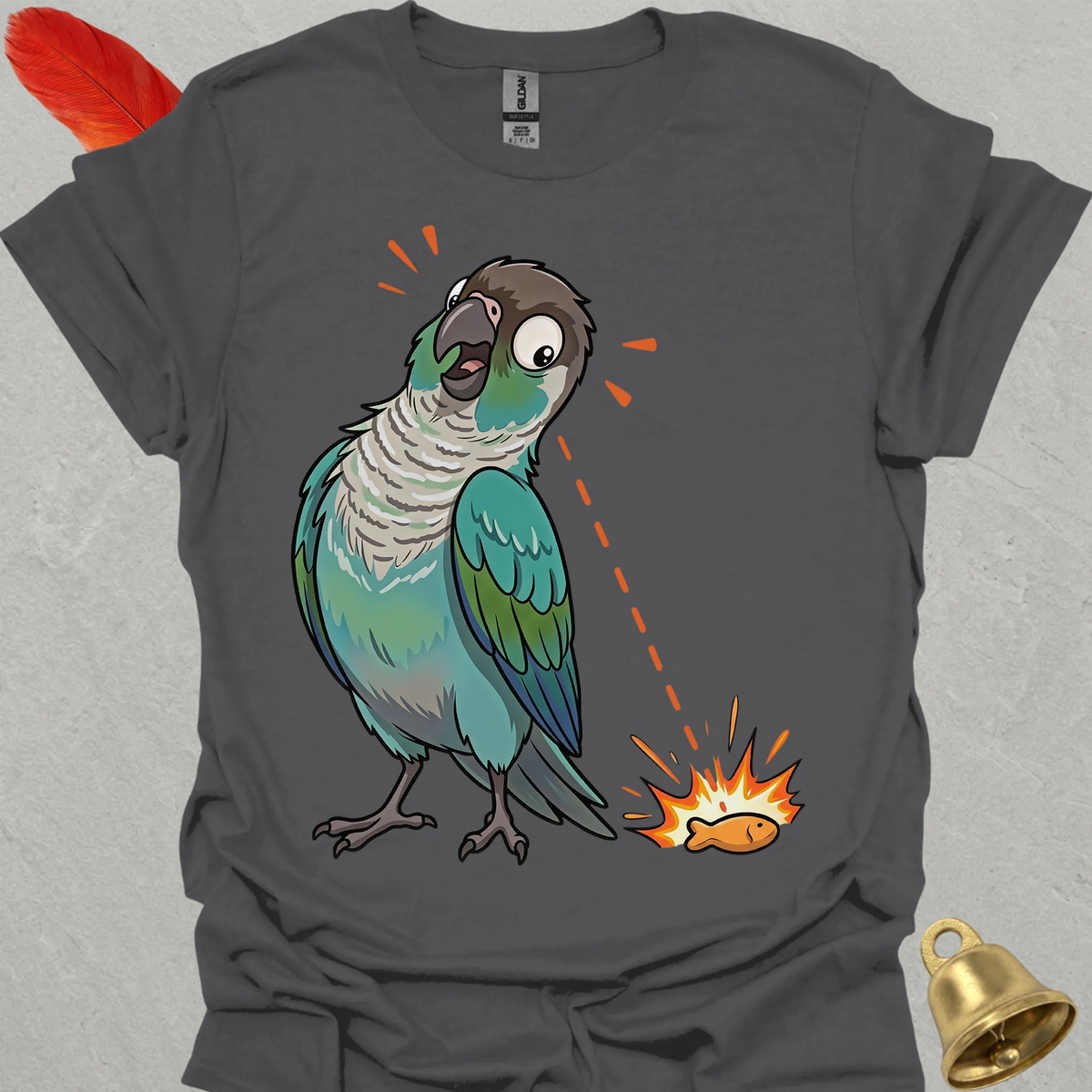 Turquoise Green Cheek Conure Eye on Prize T-Shirt