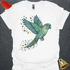 Turquoise Green Cheek Conure Flying Flower T-Shirt