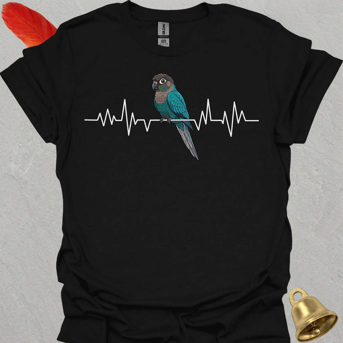 Turquoise Green Cheek Conure Heartbeat T-Shirt