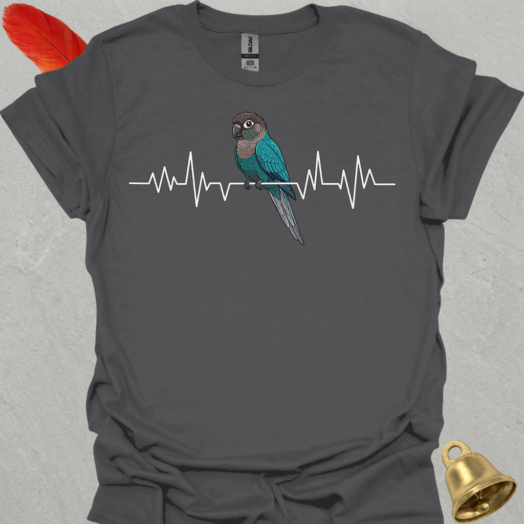 Turquoise Green Cheek Conure Heartbeat T-Shirt