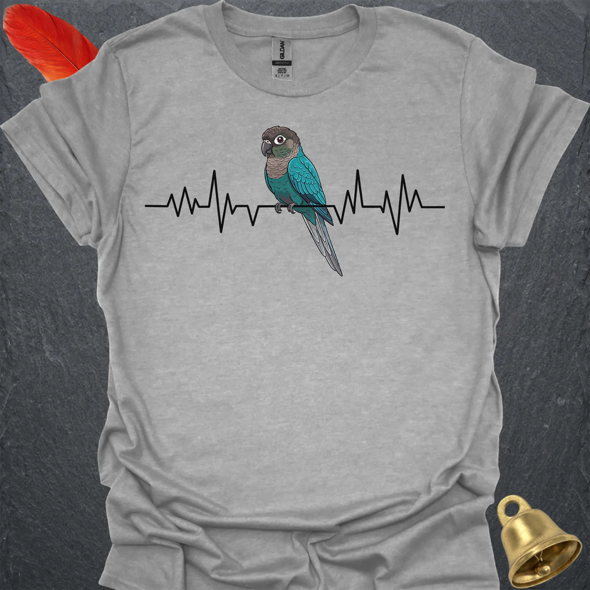 Turquoise Green Cheek Conure Heartbeat T-Shirt