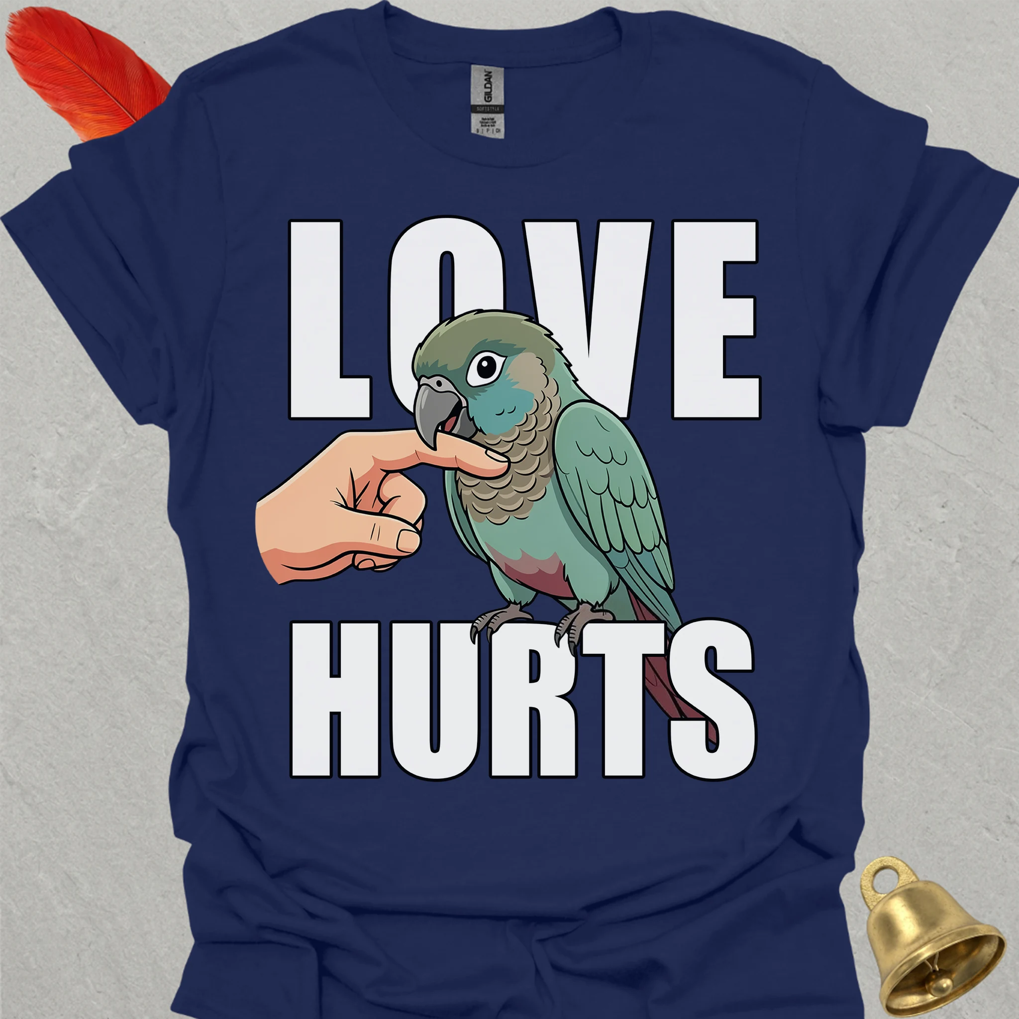 Turquoise Green Cheek Conure Love Hurts T-Shirt