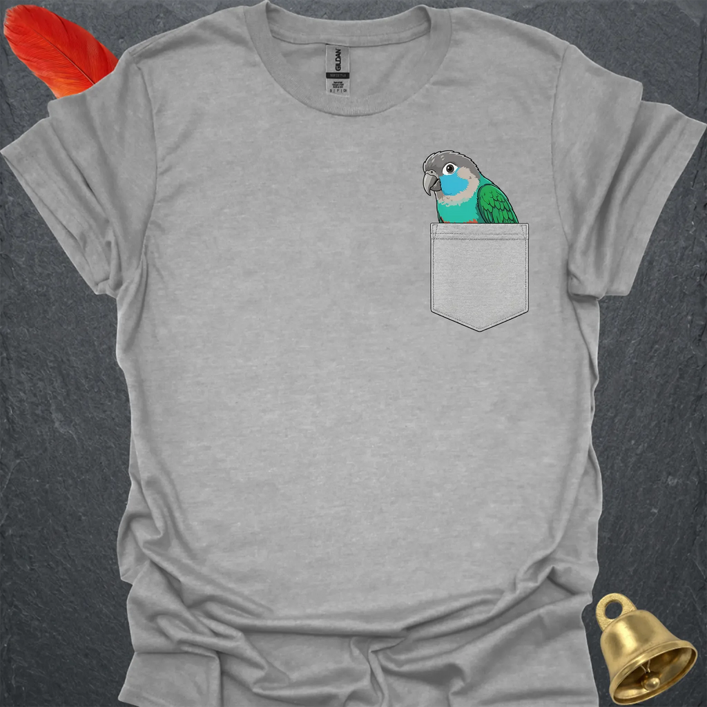 Turquoise Green Cheek Conure Pocket T-Shirt