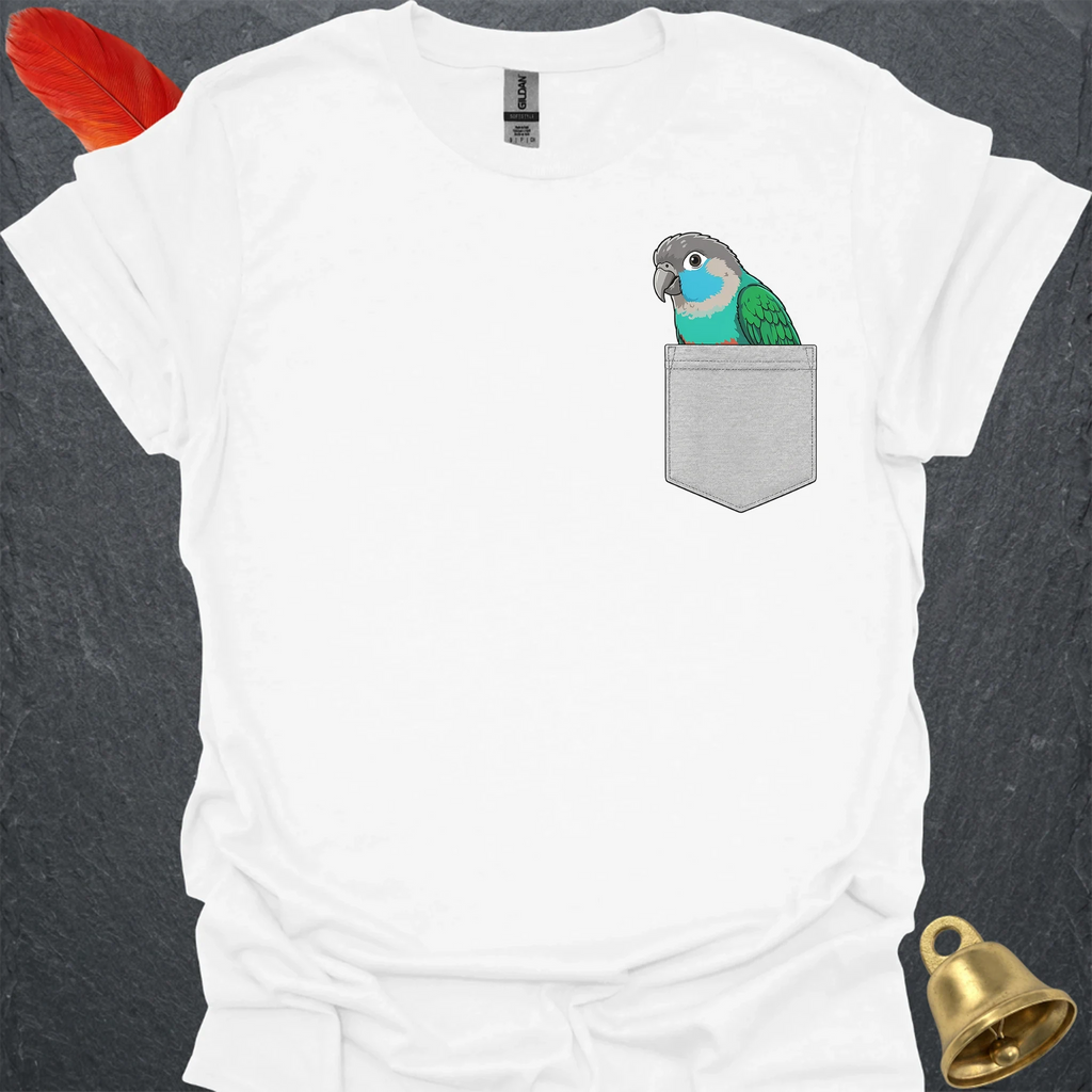 Turquoise Green Cheek Conure Pocket T-Shirt