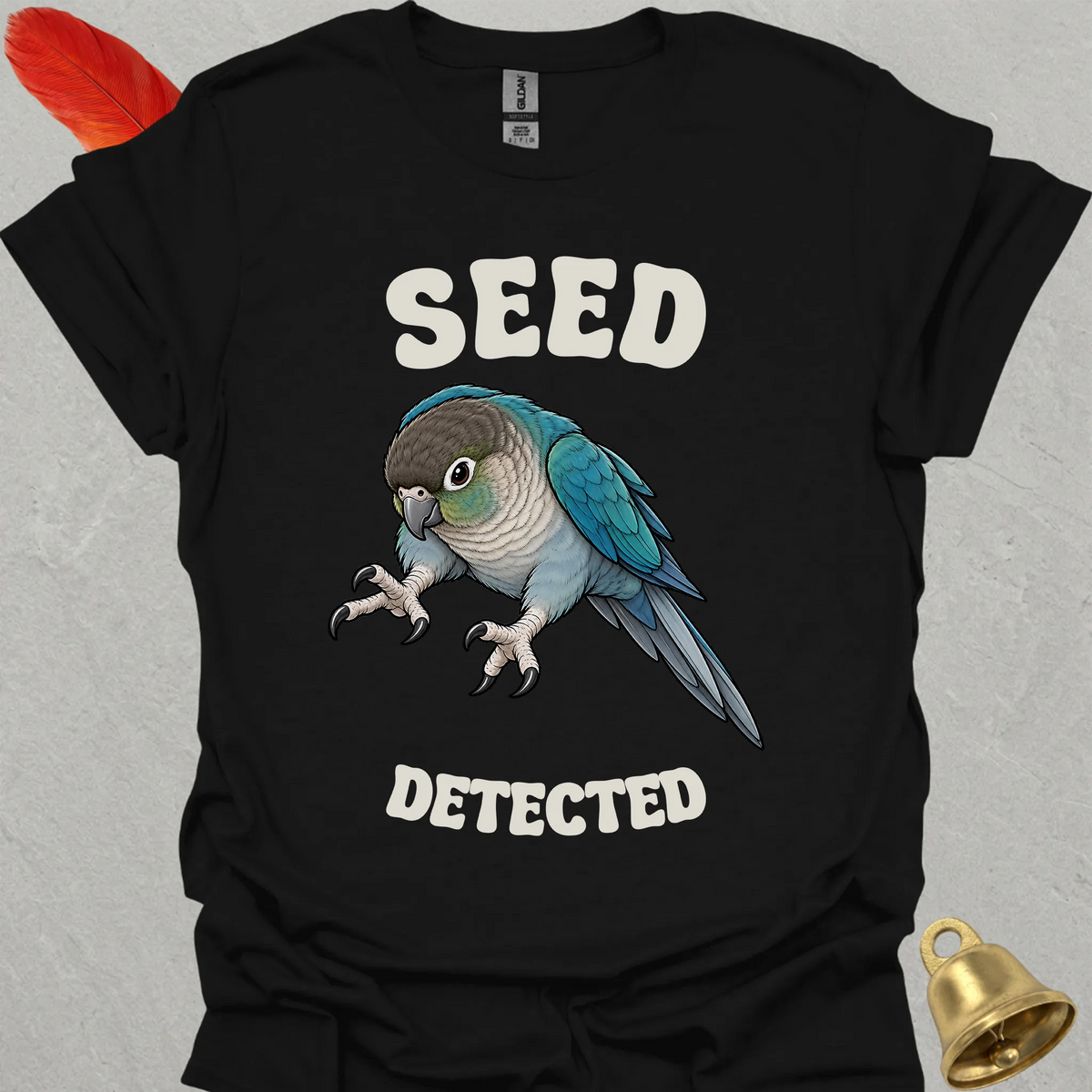 Turquoise Green Cheek Conure Seed Detected T-Shirt