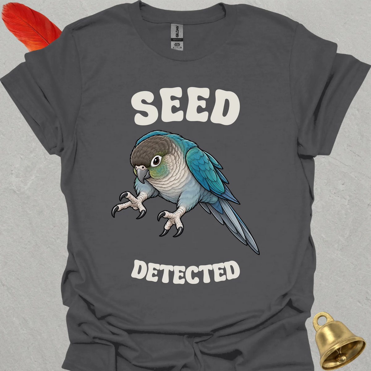 Turquoise Green Cheek Conure Seed Detected T-Shirt