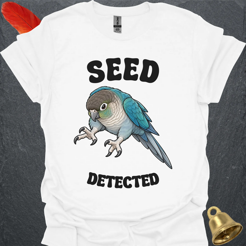 Turquoise Green Cheek Conure Seed Detected T-Shirt
