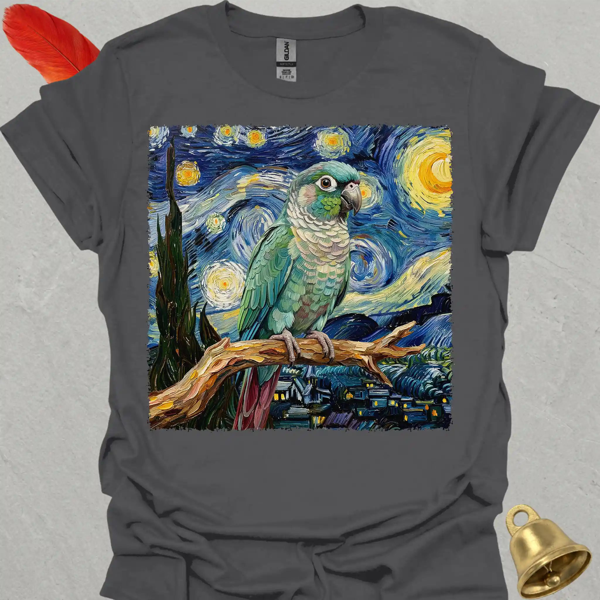 Turquoise Green Cheek Conure Starry Night T-Shirt