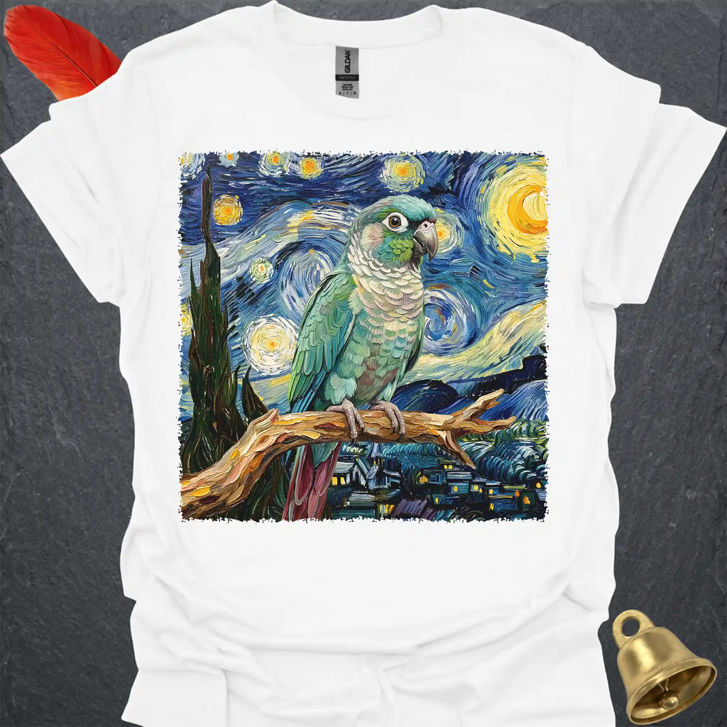 Turquoise Green Cheek Conure Starry Night T-Shirt