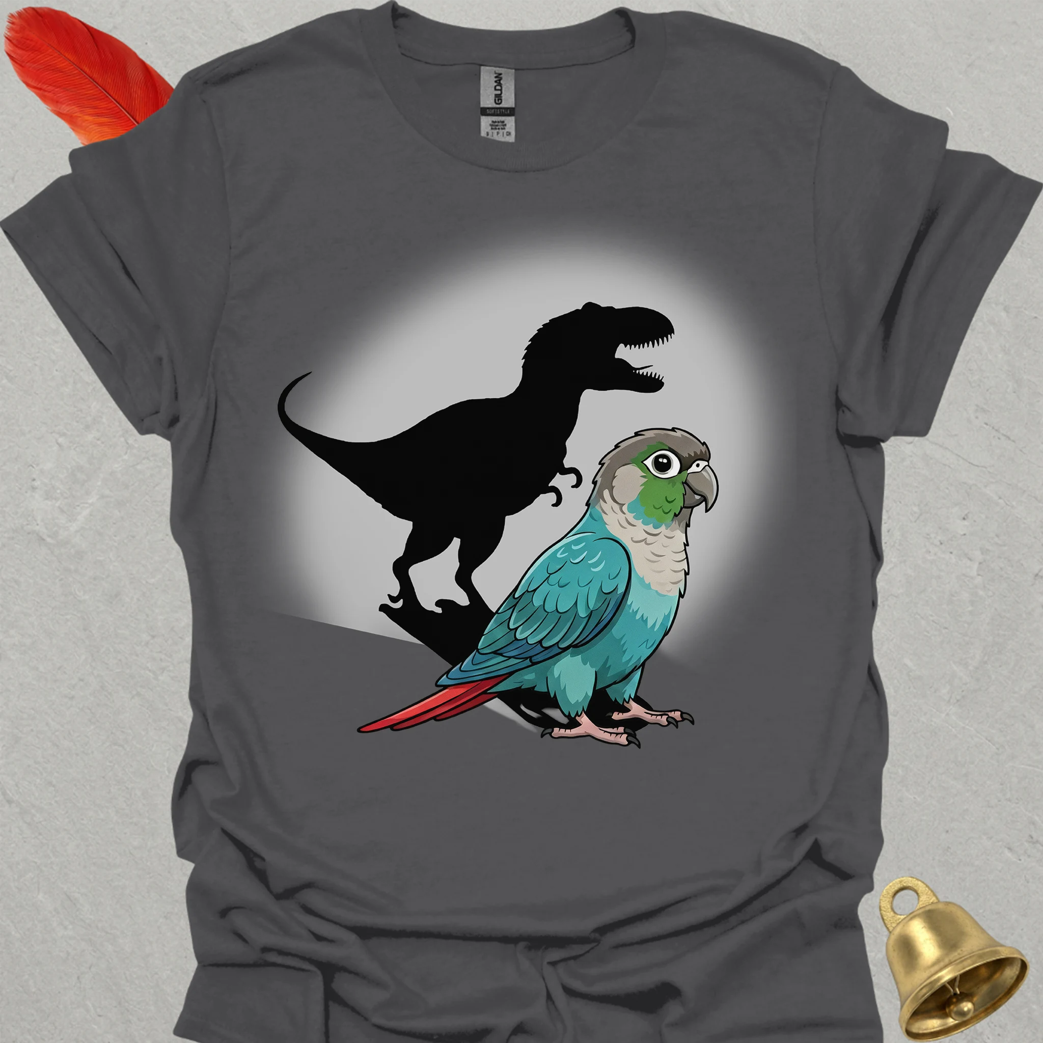 Turquoise Green Cheek Conure T-Rex T-Shirt