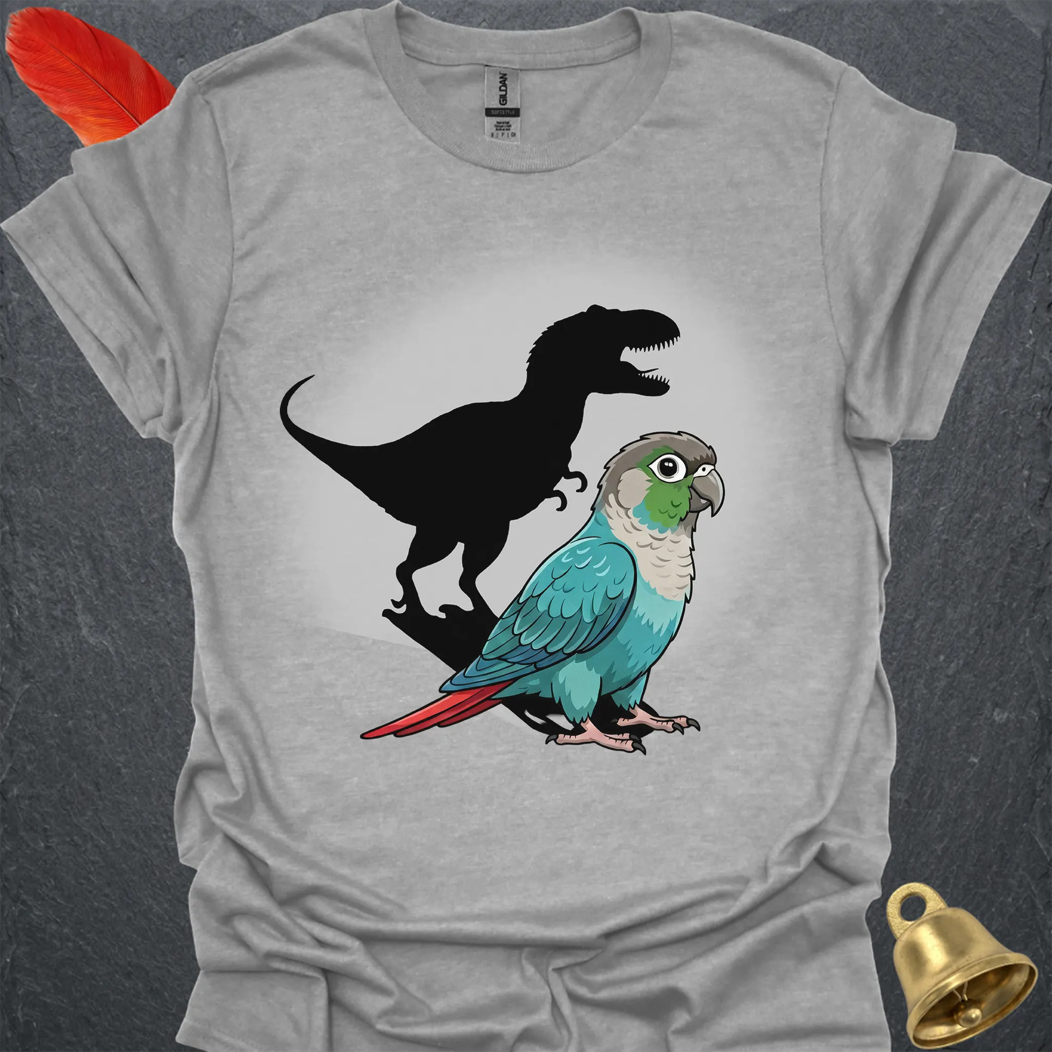 Turquoise Green Cheek Conure T-Rex T-Shirt