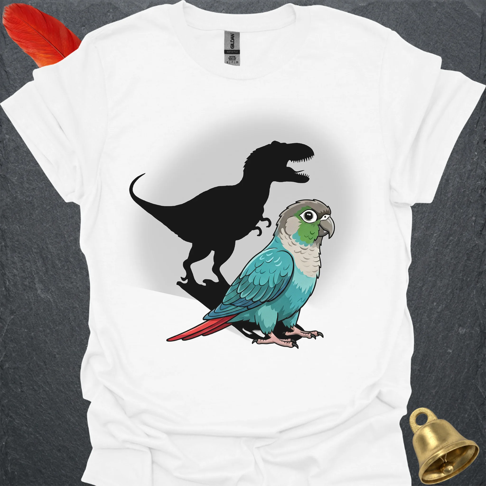 Turquoise Green Cheek Conure T-Rex T-Shirt