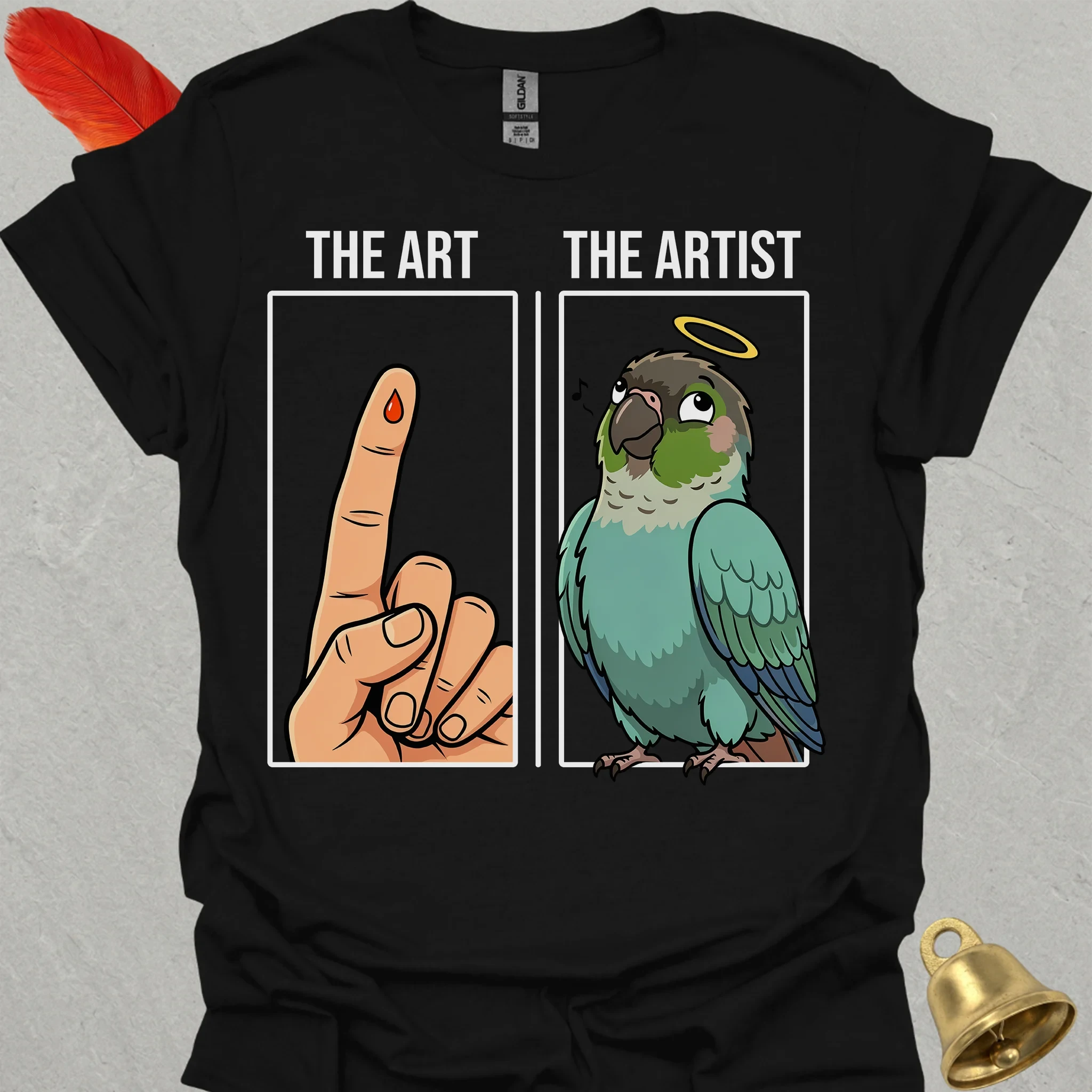 Turquoise Green Cheek Conure The Artist T-Shirt