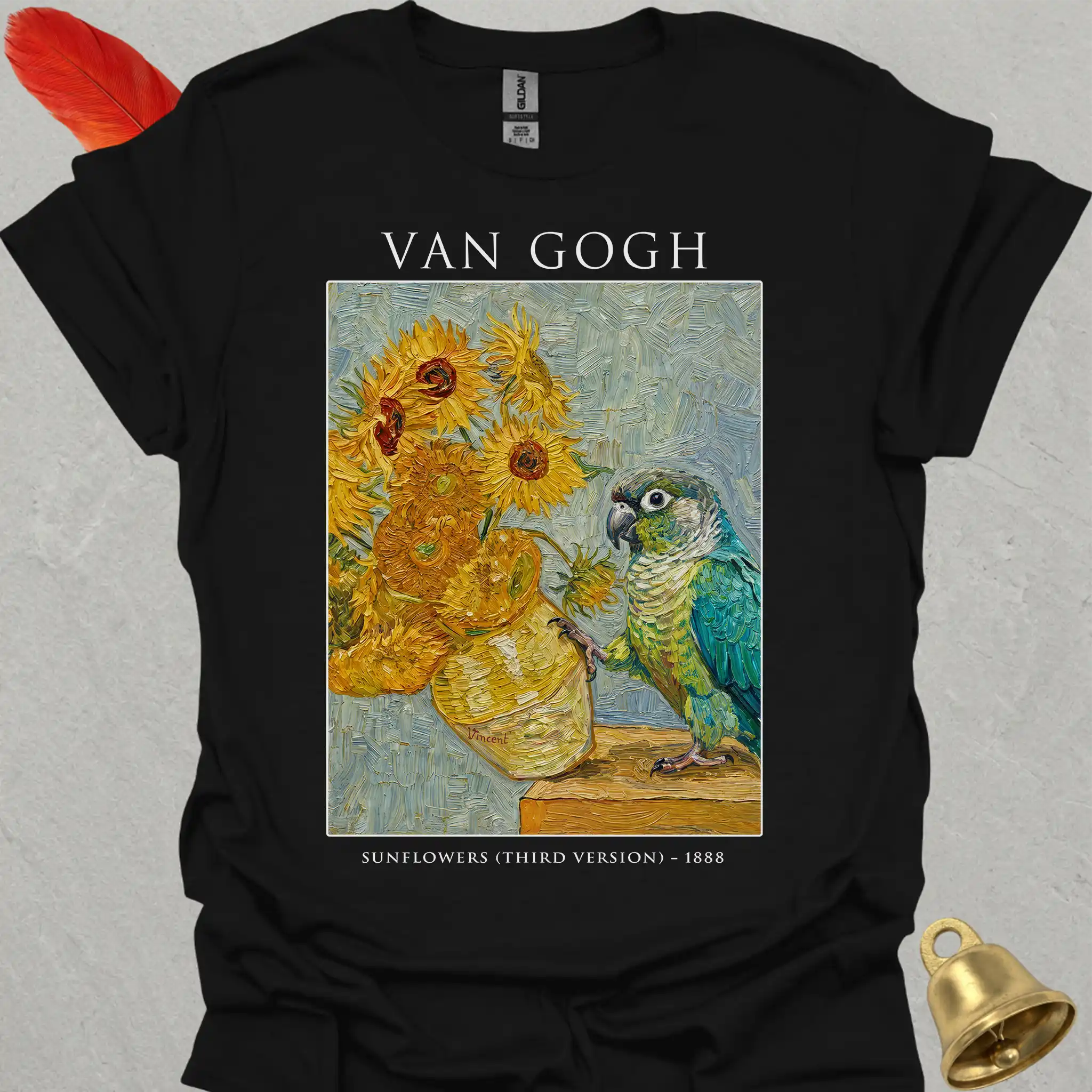 Turquoise Green Cheek Conure Van Gogh T-Shirt