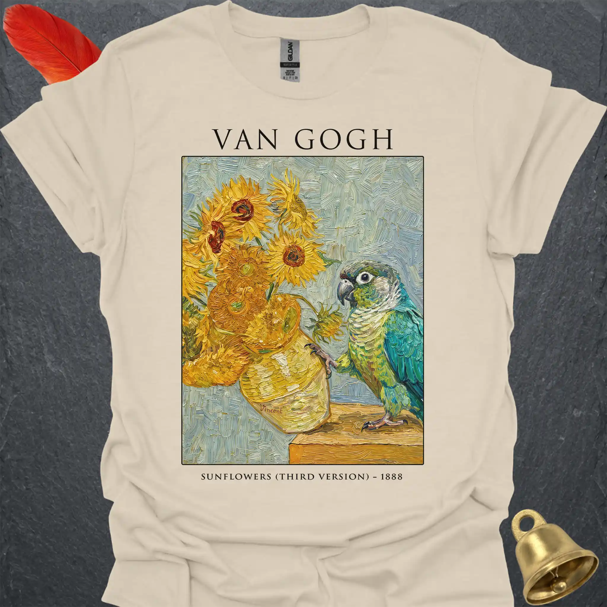 Turquoise Green Cheek Conure Van Gogh T-Shirt