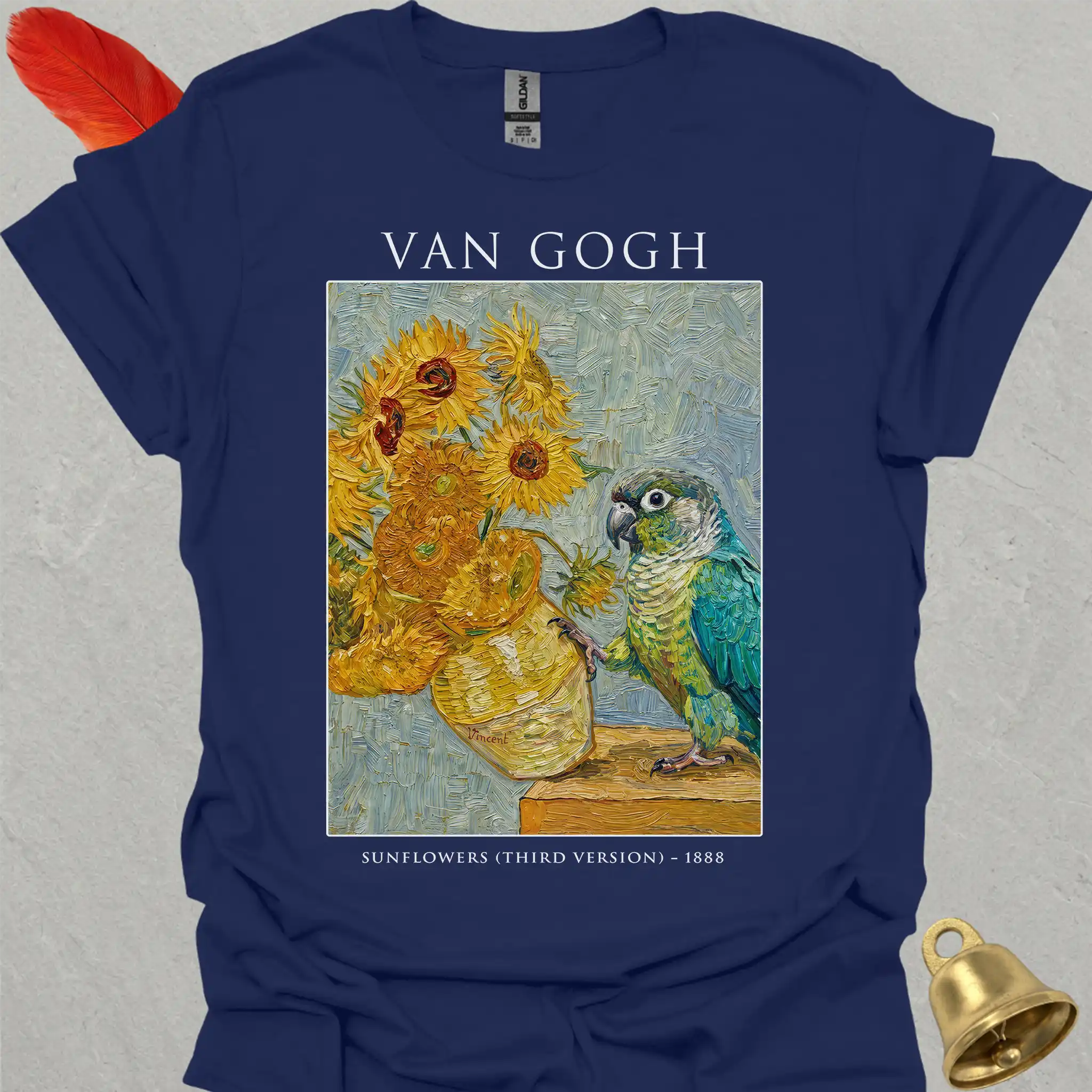 Turquoise Green Cheek Conure Van Gogh T-Shirt