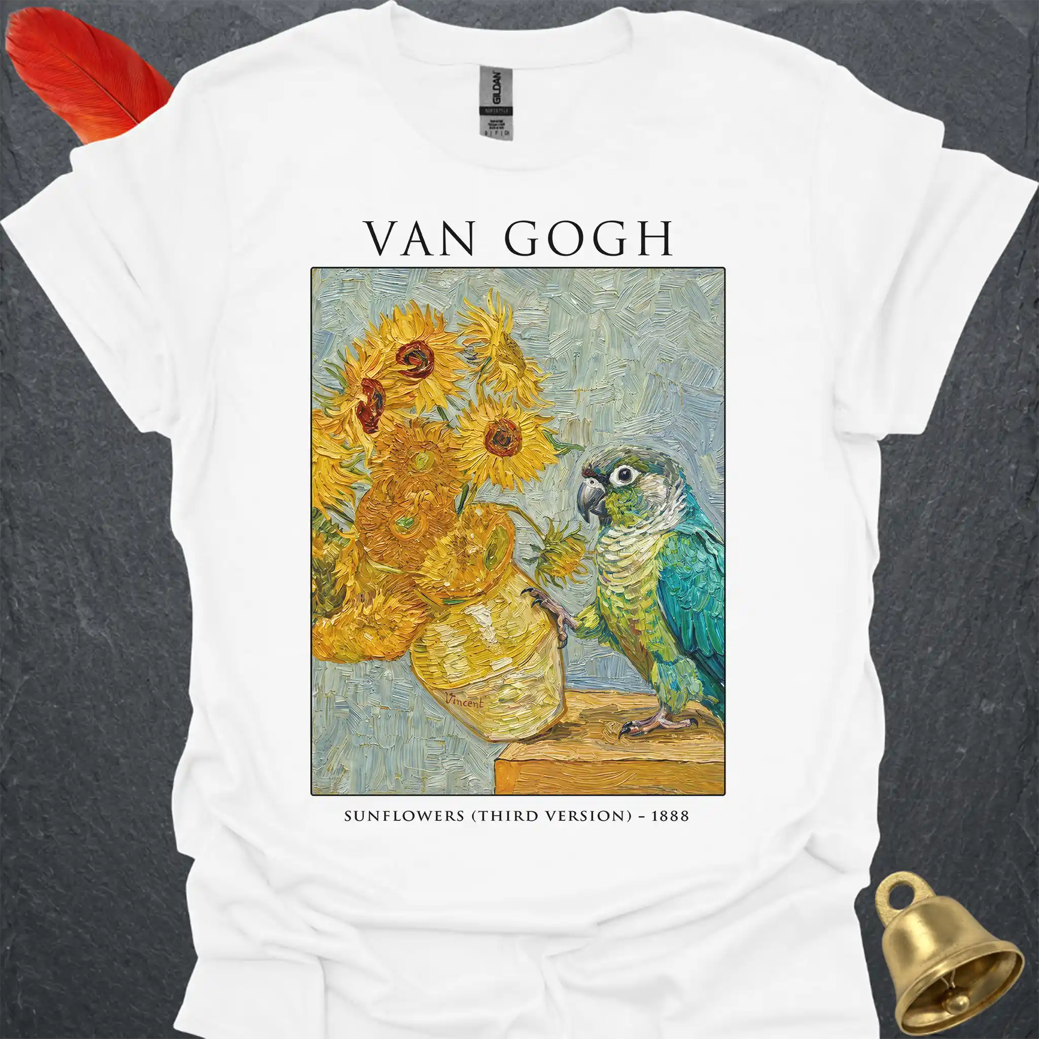 Turquoise Green Cheek Conure Van Gogh T-Shirt